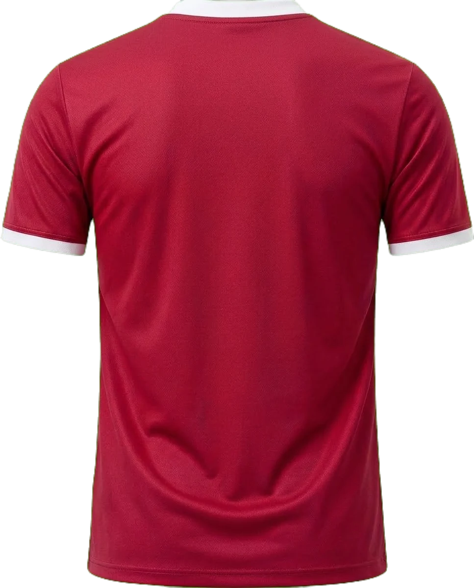 Crimson shirt, back view