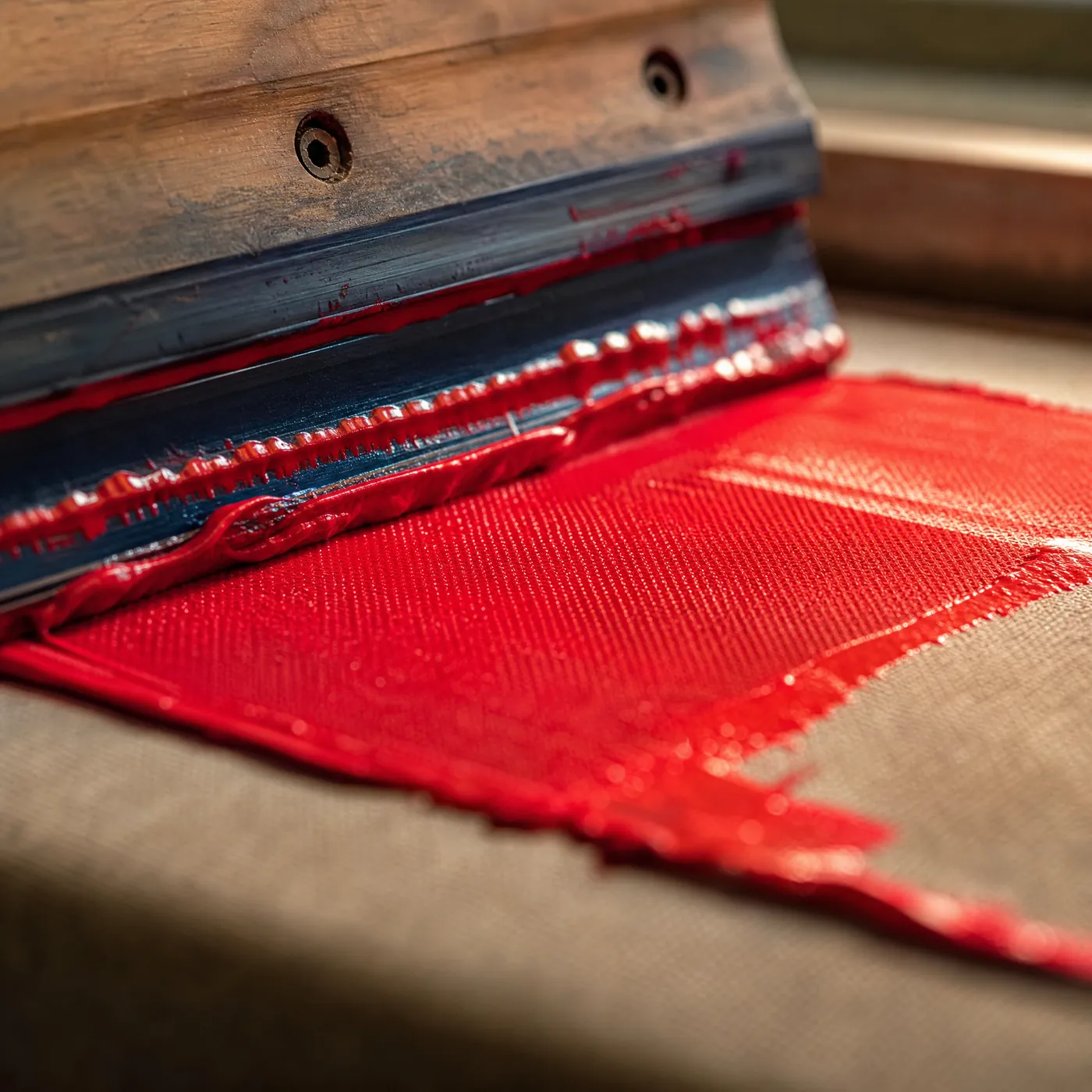 Screen printing close-up